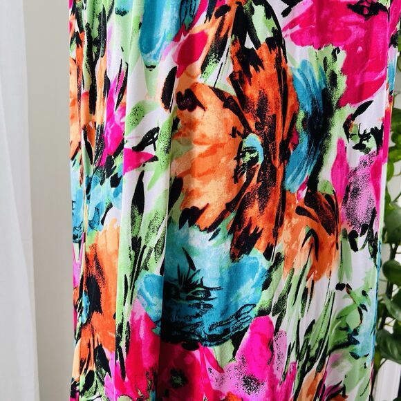 MSK Bright Colorful Artsy Ruffly Tiered Fun Sun Dress - Size Large - Picture 3 of 7